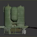 Green Twin Gas Cylinder Weapon With Spray Gun Stand And Connected Hose