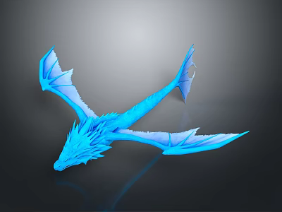 Blue Dragon Game Movie Character 3D Model With Wings Tail And Scaly Texture 3d model