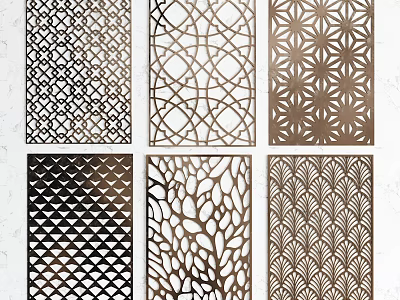 Stylish Decorative Room Dividers With Intricate Geometric And Floral Patterns 3d model