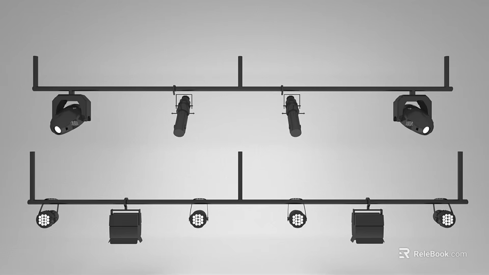 Modern Track Mounted Downlights And Spotlights For Indoor Ceiling Lighting 3d model 