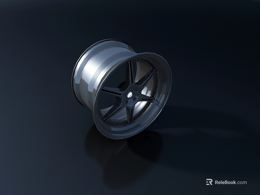 Tire With Modern Alloy Wheel Featuring Silver Finish And Black Spokes 3d model 