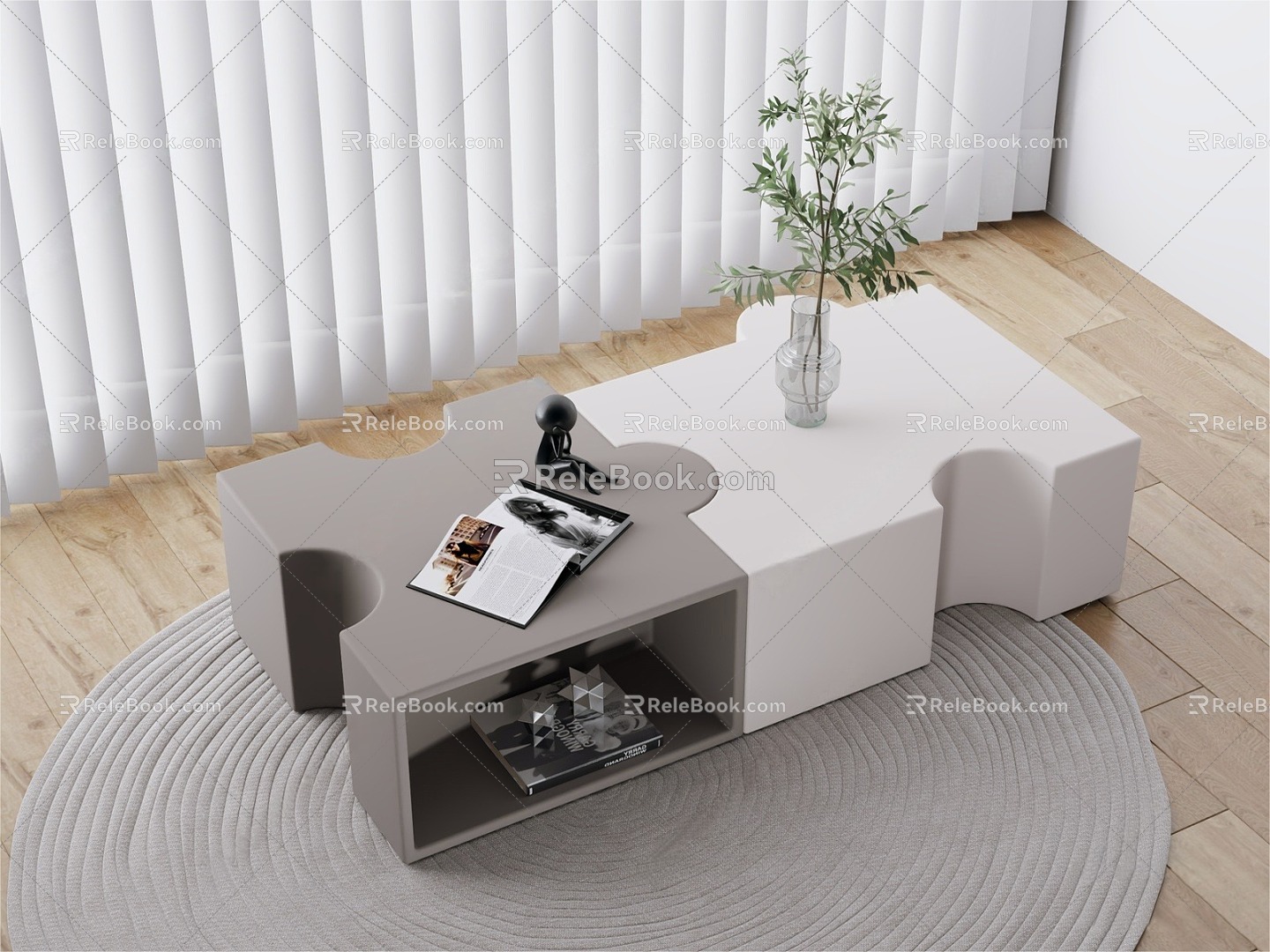 Modern Puzzle Coffee Table Combination 3d model