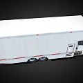 White Cargo Van With Large Body Red Reflective Stripes And Multiple Wheels 3d model