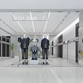Modern Clothing Store With Glass Window Display Mannequins And Clothing Racks In Bright Interior