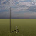 Outdoor Lights Standing on Green Grassland with Cloudy Sky Tall and Short Metal Pole Design