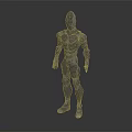 Silver Humanoid Robot Character With Metallic Armor Standing On Dark Reflective Surface 3d model