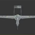 Gray Unmanned Aerial Drone With Long Wings Green Markers And Surveillance Body