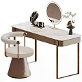 Elegant Luxury Dressing Table With Marble Top LED Makeup Mirror And Comfortable Upholstered Vanity Chair