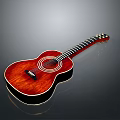 Red Wooden Acoustic Guitar Classic Design With Natural Grain For Home Use