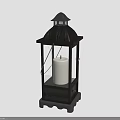 Traditional Wooden Lantern Furniture with Black Frame and White Candle Inside for Home Decor