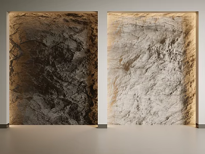 Textured Stone Background Wall Design With Dark And Light Color Finishes 3d model