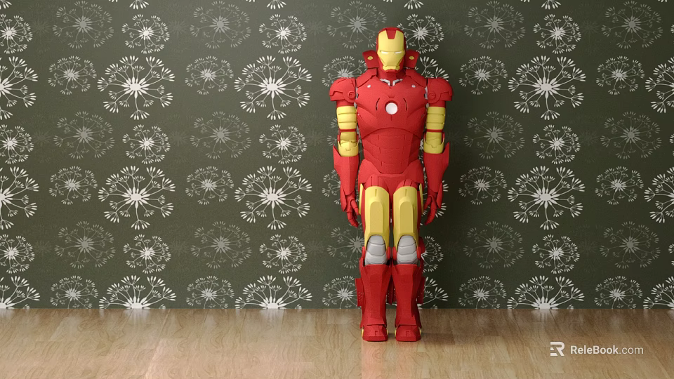 Iron Man Game And Movie Character Standing With Red And Yellow Armor 3d model 