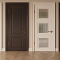 Modern Interior Flush Doors Featuring White Dark Brown Solid Panel And Glass Designs 3d model