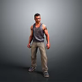 A Man In Sleeveless Shirt With Tattoos Standing In Jeans Full Body Pose