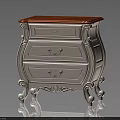Classic White Bedside Table With Carved Details Brown Top And Golden Handles