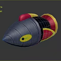 Stylized Missile Weapon With Silver Red Yellow Black Color And Pointed Head Design