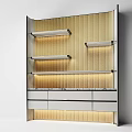 Elegant Modern Sideboard With Golden Vertical Stripes Shelves Drawers And LED Lighting