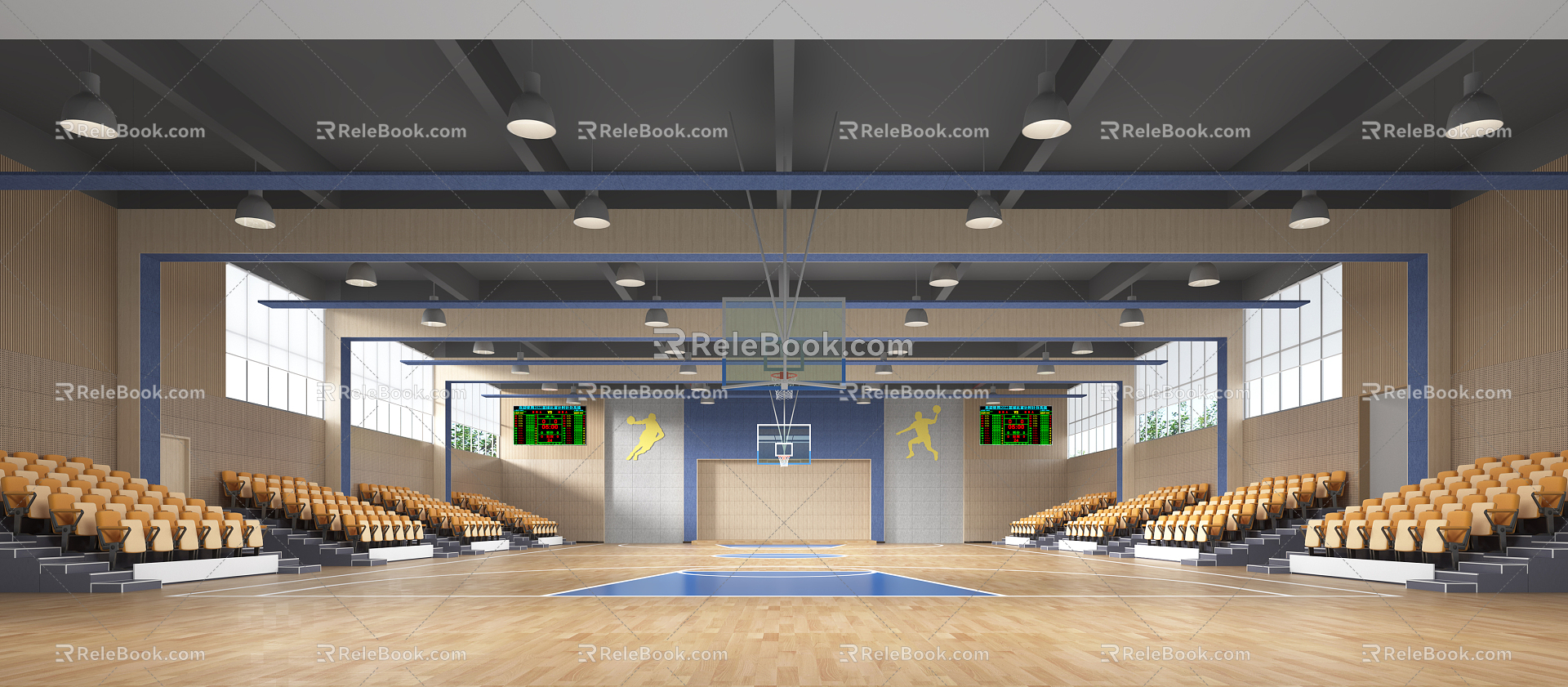 modern basketball court 3d model