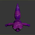 Vibrant Purple Reptile Cartoon Character With Large Eyes In Standing 3D Rendering