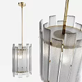 Modern Frosted Glass Chandelier With Gold Metal Frame And Structured Design
