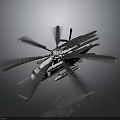 Highly Detailed Space Helicopter Model with Spinning Propellers on Gray Background