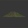 Detailed Island Terrain Featuring Volcanic Mountain Green Vegetation Coastal Areas and Ocean