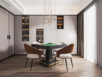 Modern Mahjong Room Chess and Cards Room Mahjong Table and Chair Billiard Table Home Entertainment Room Decorative Cabinet Storage Cabinet 3d model