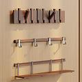 Wooden Wall Hooks And Shelves With Metal Accents For Home Organization
