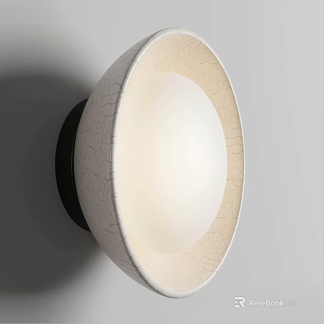 Modern Circular Wall Mounted Lamp With Elegant Ivory Cracked Texture Shade 3d model 