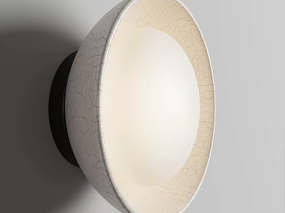 Modern Circular Wall Mounted Lamp With Elegant Ivory Cracked Texture Shade 3d model