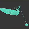 Small Traditional Wooden Boat with Rowing Oars and Classic Structure