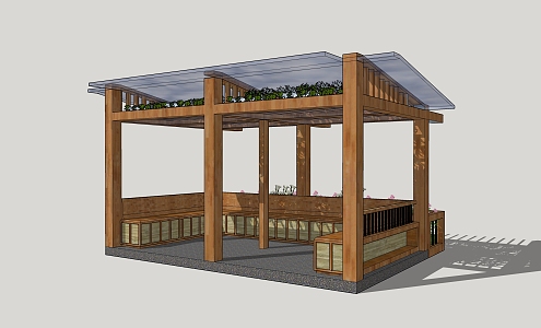 Modern pavilion porch flower stand 3d model