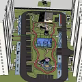 Residential Landscape With High Rise Buildings Green Trees And Children Play Area