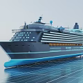 Modern Luxury Cruise Ship With Illuminated Decks Upper Structures And Reflective Water Surface