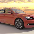 Red Car Exterior And Interior Views With Wheels Dashboard And Seats