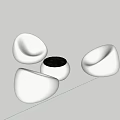 Modern White Outdoor Chairs With Curved Minimalist Design And Sunlight Shadows