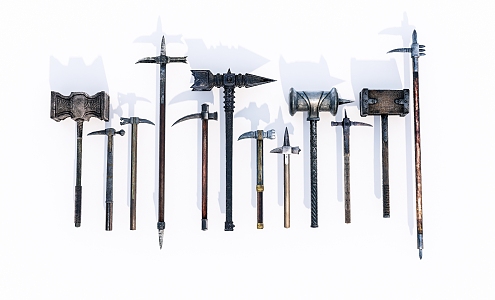 A complete set of ancient warhammer weapons 3d model