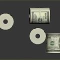 Rolled US Dollar Bills With Partially Unrolled And Benjamin Franklin Portrait On Dark Reflective Surface