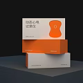 Decorative Ornament Set With Orange White Packaging Boxes And Modern Shape Design For Desktop 3d model