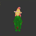 Man In Wizard Costume With Pointed Hat Black Robe And Badge Standing