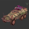 Armored Military Vehicle With Camouflage Paint Six Wheels And Roof Equipment