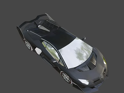 Black Sleek Sports Car With Aerodynamic Design And Rear Spoiler 3d model