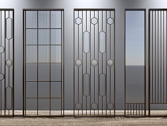 Modern partition glass screen partition combination 3d model