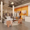 Modern Clothing Store Window Display With Mannequins In Stylish Outfits And Hanging Clothes