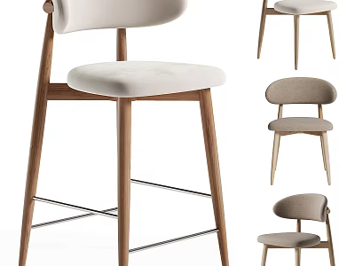 Modern Leisure Chair With Wooden Frame And Upholstered Seat In Multiple Views 3d model