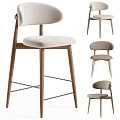 Modern Leisure Chair With Wooden Frame And Upholstered Seat In Multiple Views