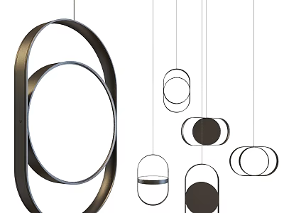 Modern Pendant Lights Featuring Various Circular Oval Ring Shapes For Home Interior Decor 3d model