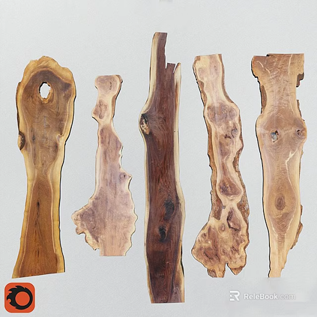 Rustic Natural Wood Slices With Irregular Shapes Organic Patterns And Smooth Edges 3d model 