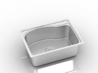 Stainless Steel Single Bowl Kitchen Sink with Sleek Design and Drainage Hole 3d model