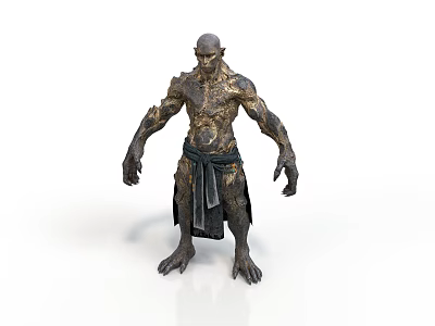 Fantasy Style Warrior Monkey Monkey Monkey Goblin Monster Metal Creature Muscle Humanoid Claw Warrior Alien Man Gold Texture 3d model